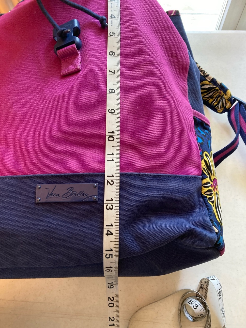 Vera Bradley Large Floral Canvas & Quilted Backpack - Picture 9 of 12